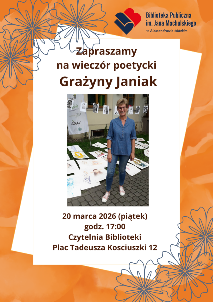 plakat promujący spotkanie z Grażyną Janiak