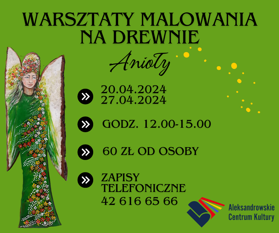 Grafika promująca warsztaty malowania na drewnie