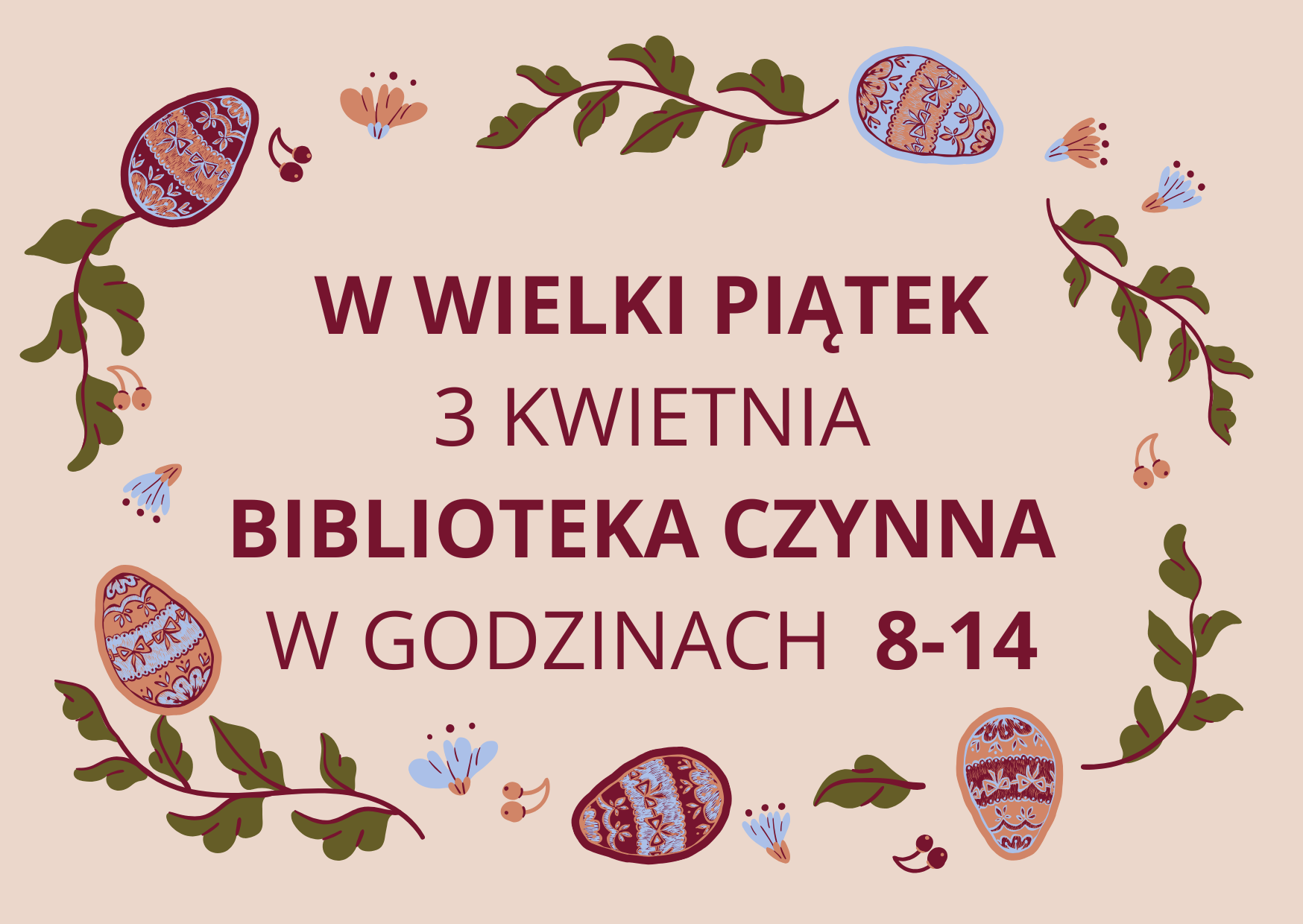 plakat o zmianie godzin w Wielki Piatek