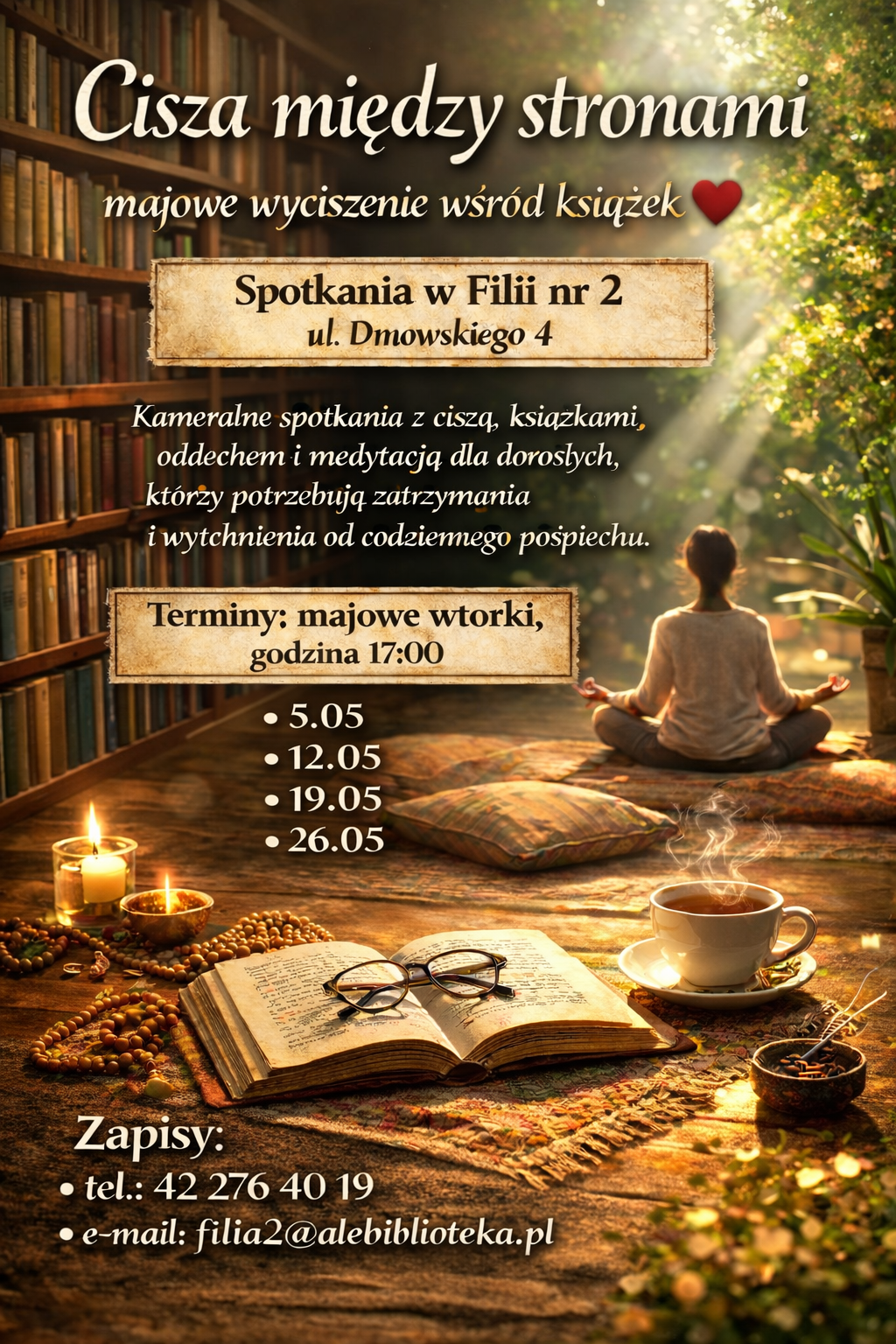 plakat promujący warsztaty z medytacji