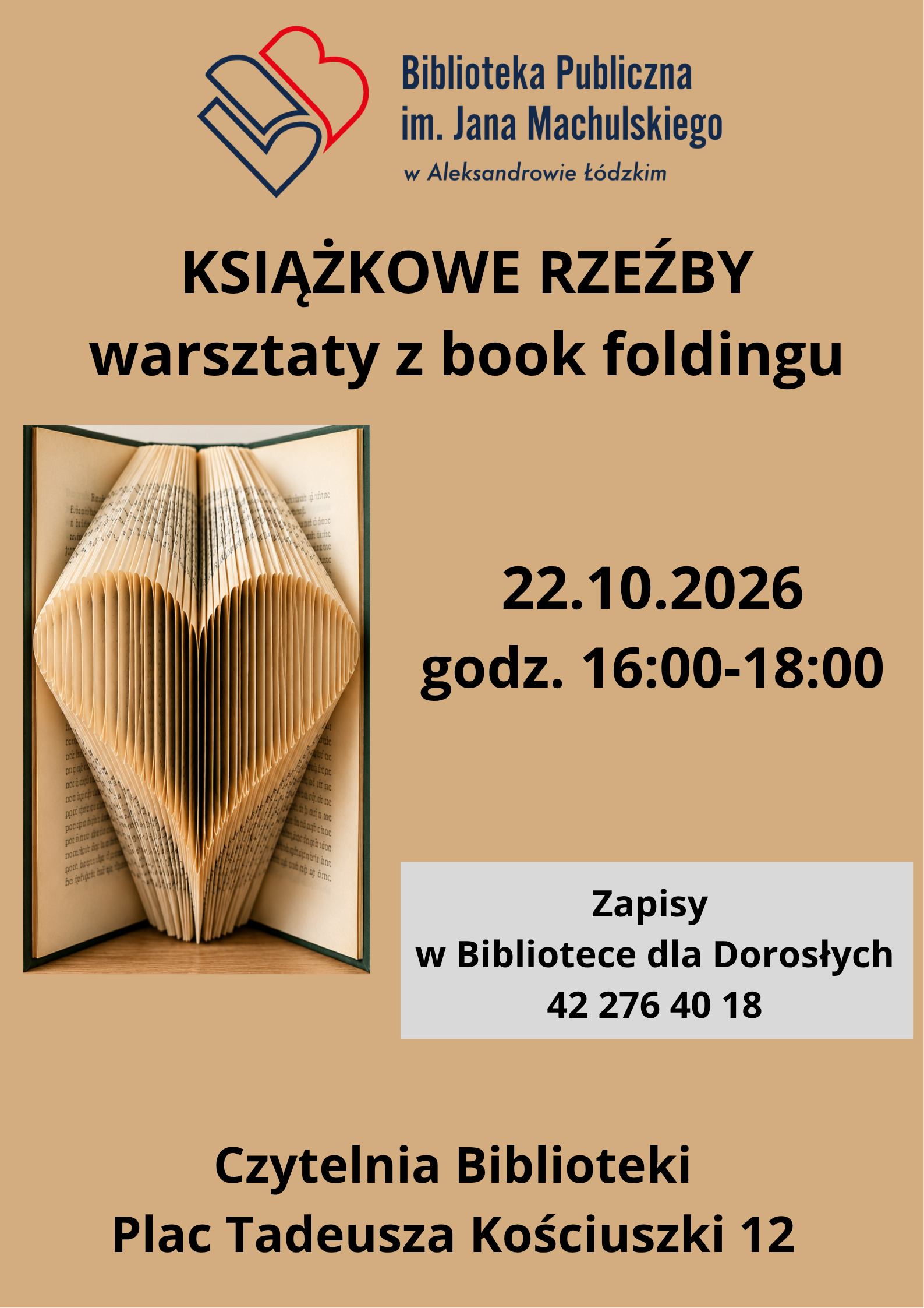 Plakat na warsztaty z book foldingu